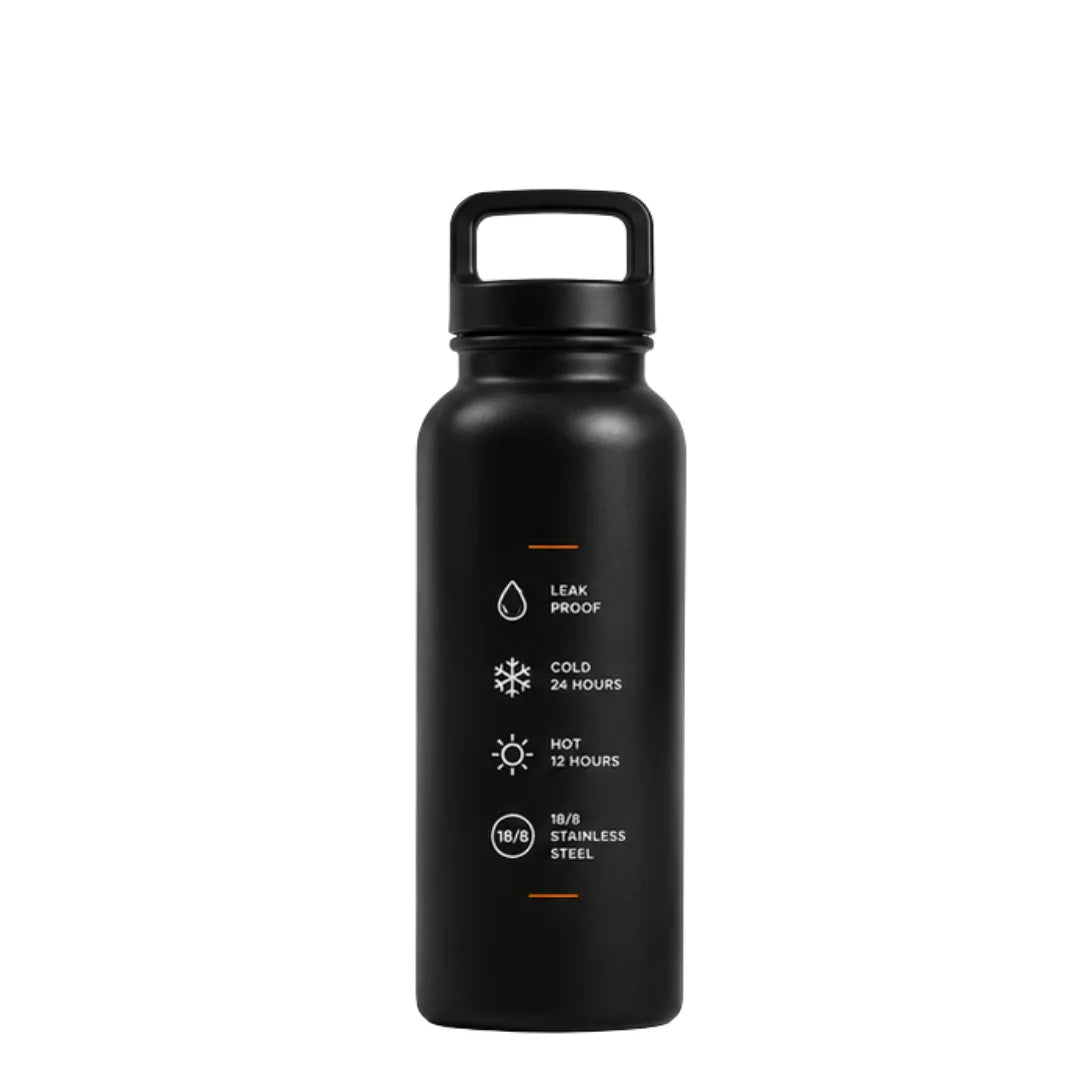 Hines Hardware Insulated Stainless Steel Water Bottle – Black