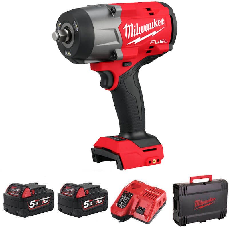 Milwaukee M18FHIW2F12-502X Impact Wrench, Battery, Charger Bundle