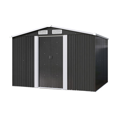 6x8ft Metal Garden Storage Shed With Gable Roof