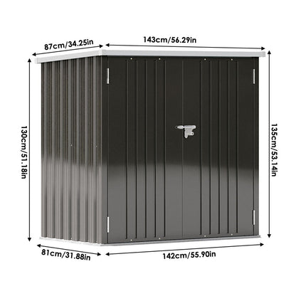 5x3ft Grey Outdoor Tool Storage Shed with Sloped Top