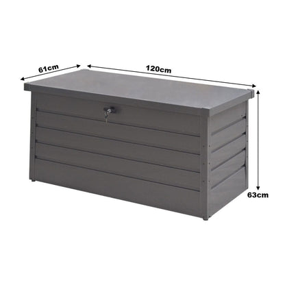 350L Grey Metal Lockable Garden Storage Box