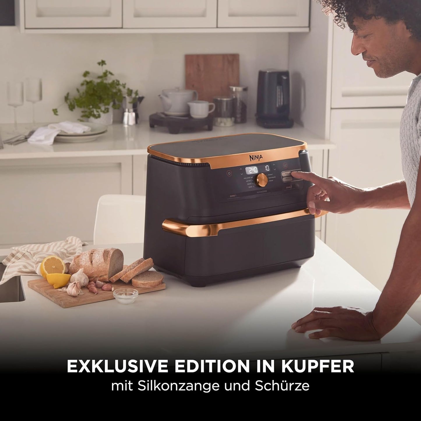 Ninja AF500EUCP Foodi FlexDrawer Air Fryer 10,4L – 7 Functions, Dual Zone, 2470W, Black/Copper