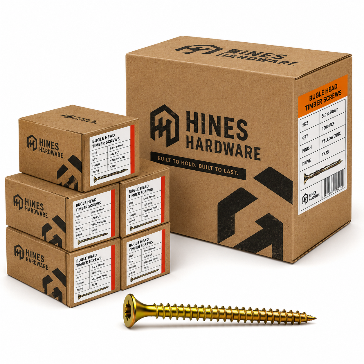 Hines Hardware Bugle Head Timber Screws – Yellow Zinc Finish