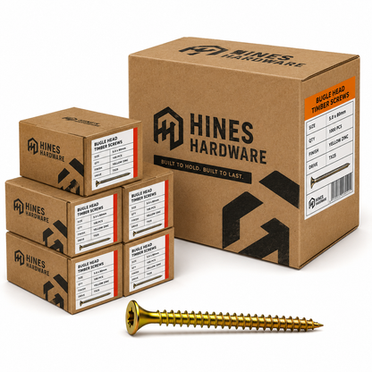Hines Hardware Bugle Head Timber Screws – Yellow Zinc Finish